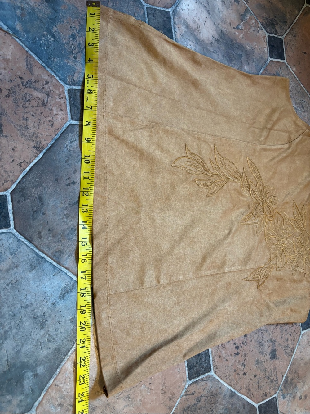 Soft Surroundings Tan Suede Boho Embroidered Sleeveless Top XL - Picture 12 of 14